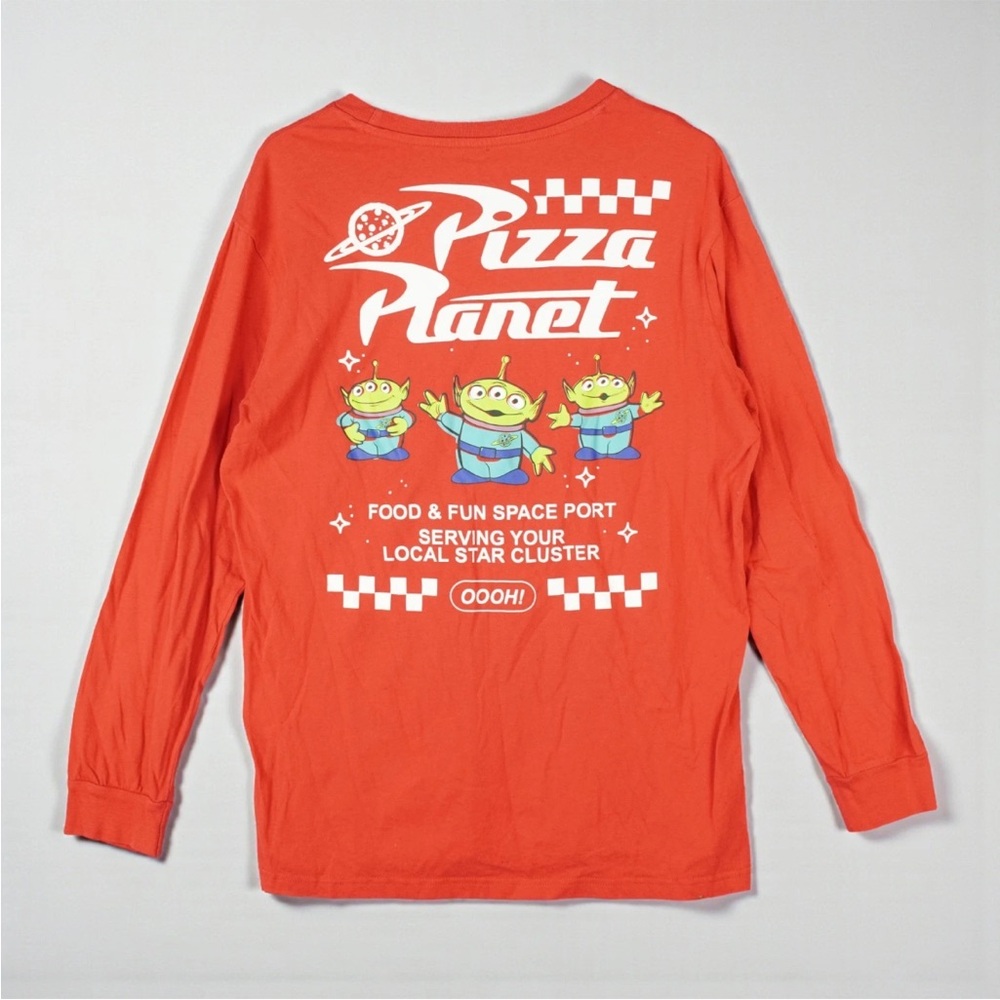 Disney Pixar Toy Story Pizza Planet Long Sleeve Shirt Mens Large Red Graphics